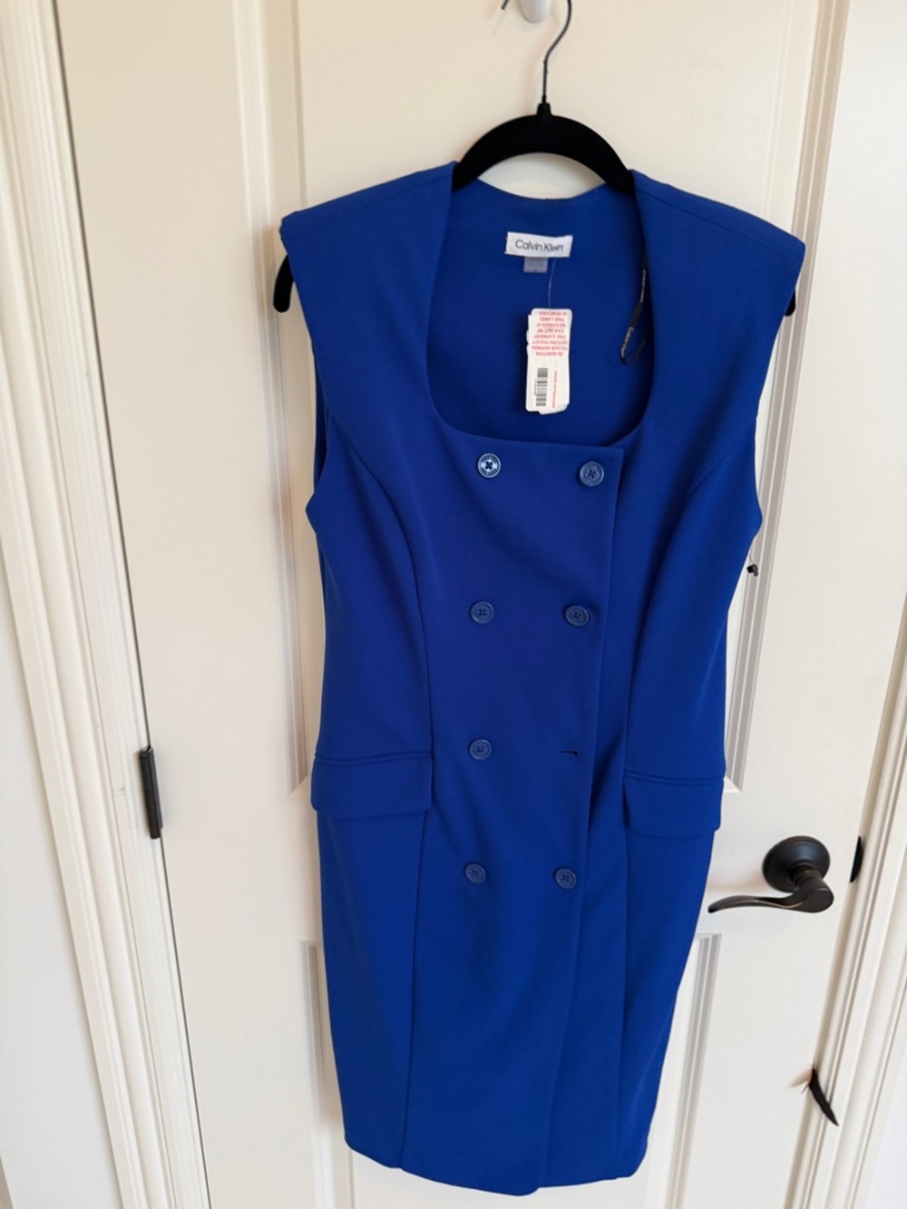 Calvin Klein Women's Royal Blue Double-Breasted Sheath Dress